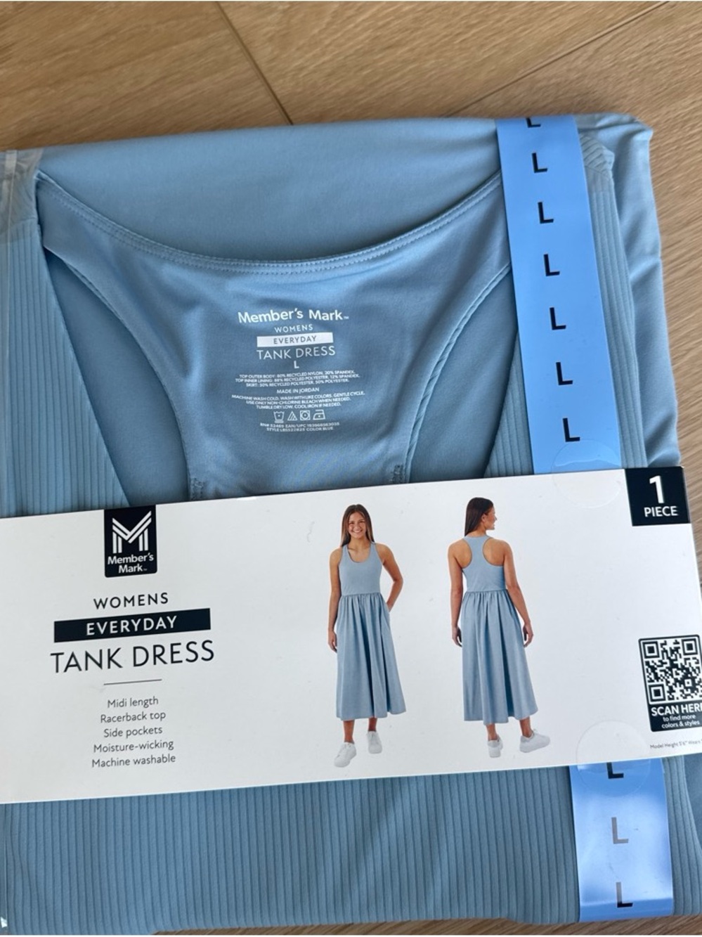 Member's Mark Women's Everyday Light Blue Tank Midi Dress